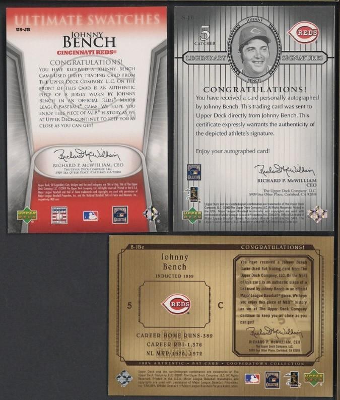 (3) Upper Deck Johnny Bench Cards - 2