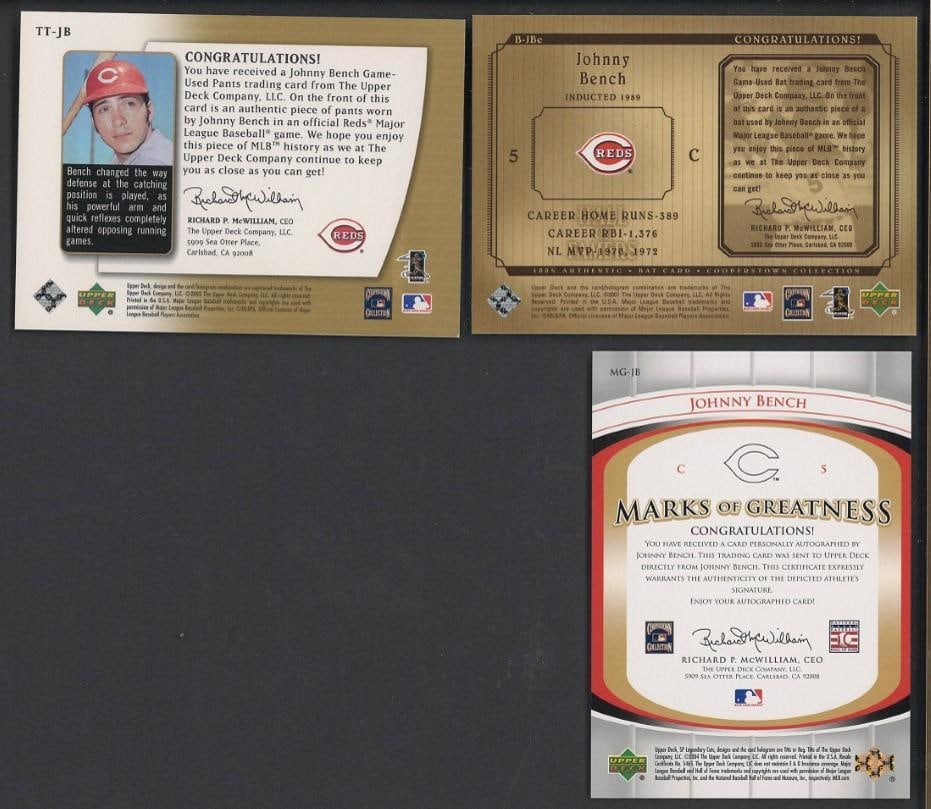 (3) Upper Deck Johnny Bench Cards - 2