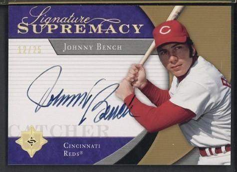 2005 Upper Deck Signature Supremacy #SS-BE Johnny Bench Autographed Card: 2005 Upper Deck Signature Supremacy #SS-BE Johnny Bench Autographed Card -