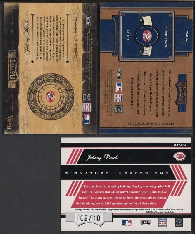 (3) Playoff Johnny Bench Cards - 2