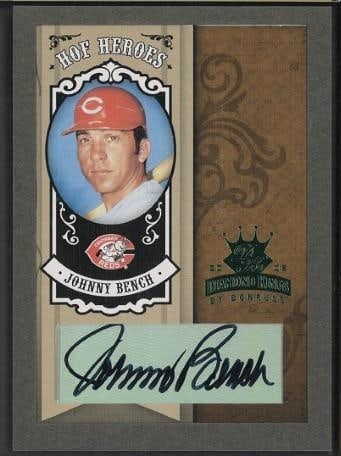 2005 Donruss Hall of Fame Heroes #HH-58 Johnny Bench Autographed Card: 2005 Donruss Hall of Fame Heroes #HH-58 Johnny Bench Autographed Card -