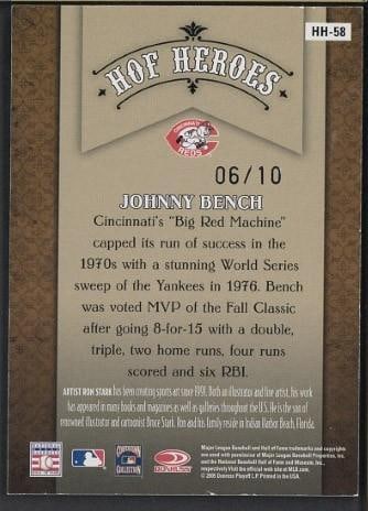 2005 Donruss Hall of Fame Heroes #HH-58 Johnny Bench Autographed Card - 2