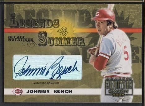 2003 Donruss Legends of the Summer #LS-24 Johnny Bench Autographed Card: 2003 Donruss Legends of the Summer #LS-24 Johnny Bench Autographed Card -