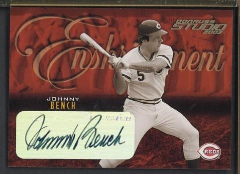 2003 Donruss Enshrinement #E-23 Johnny Bench Autographed Card (1 of 2)