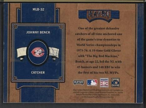 2004 Playoff MLB Icons #MLB-32 Johnny Bench Autographed Card - 2