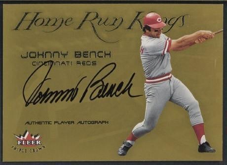 2002 Fleer Home Run Kings Johnny Bench Autographed Card: 2002 Fleer Home Run Kings Johnny Bench Autographed Card -