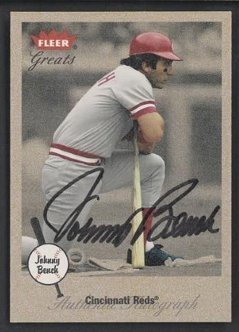 2002 Fleer Greats Johnny Bench Autographed Card (1 of 2)