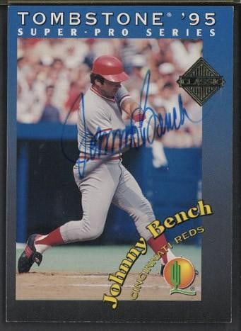 1995 Tombstone Pizza Johnny Bench Autographed Card (1 of 2)