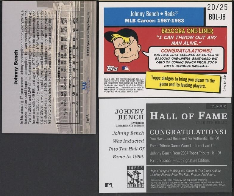 (3) Johnny Bench Cards - 2