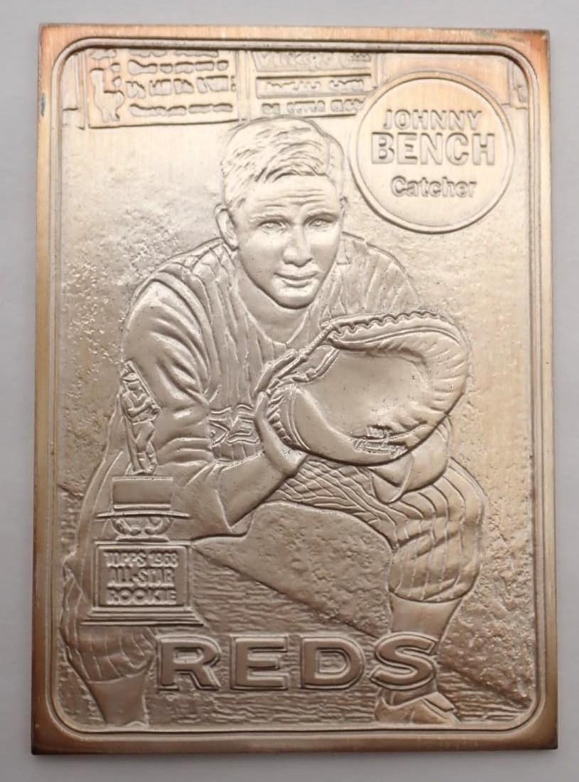 1969 Highland Mint Topps Johnny Bench .999 Silver 4.25 Oz. Mint Card - 2