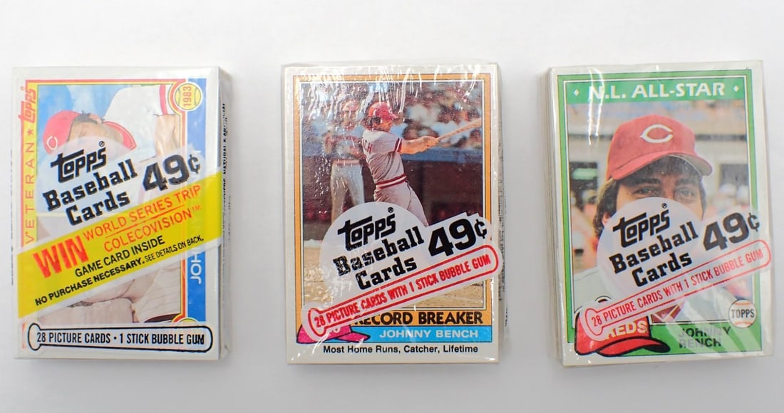 (3) Topps 28 Card Packs: (3) Topps 28 Card Packs -(2) 1981, one unopened, one open but appears never unpacked & (1) 1983, unopened
