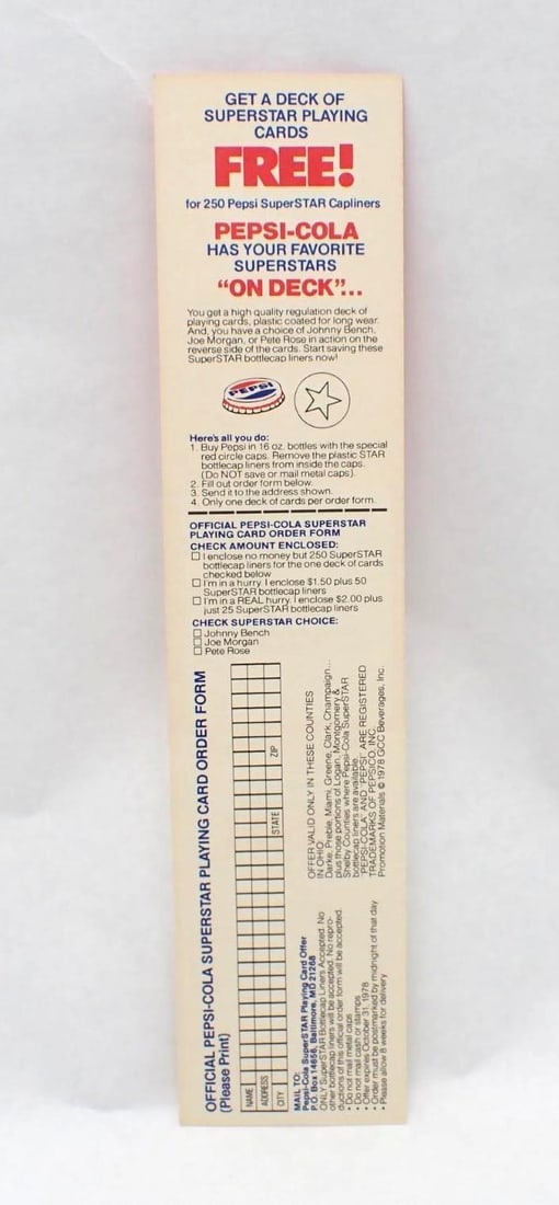 (4) 1978 Pepsi-Cola Johnny Bench Superstar Tabs - 4