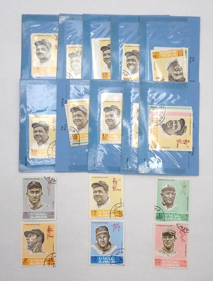 (10) 1969 Ajman Champions of Sports Six Piece Stamp Sets: (10) 1969 Ajman Champions of Sports Six Piece Stamp Sets -