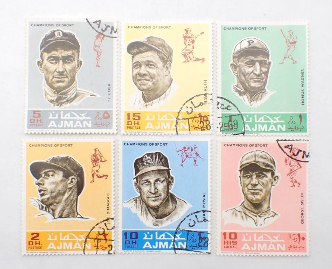 (10) 1969 Ajman Champions of Sports Six Piece Stamp Sets - 2
