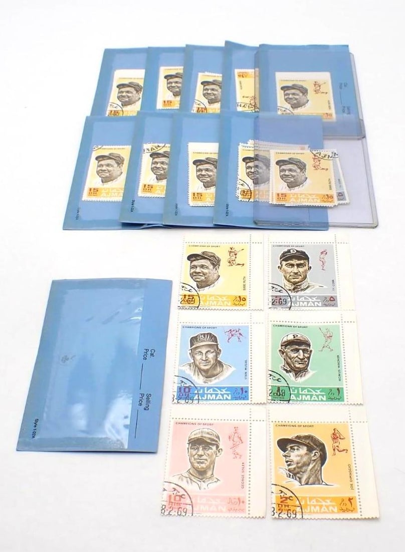 (11) 1969 Ajman Champions of Sports Six Piece Stamp Sets: (11) 1969 Ajman Champions of Sports Six Piece Stamp Sets -