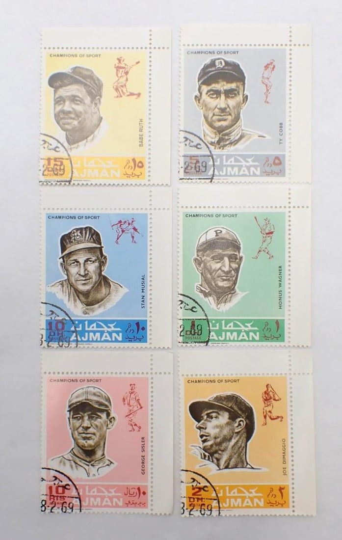 (11) 1969 Ajman Champions of Sports Six Piece Stamp Sets - 3