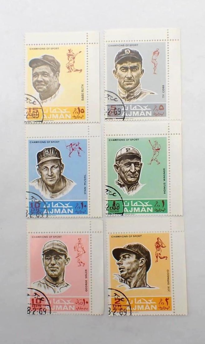 (11) 1969 Ajman Champions of Sports Six Piece Stamp Sets - 4