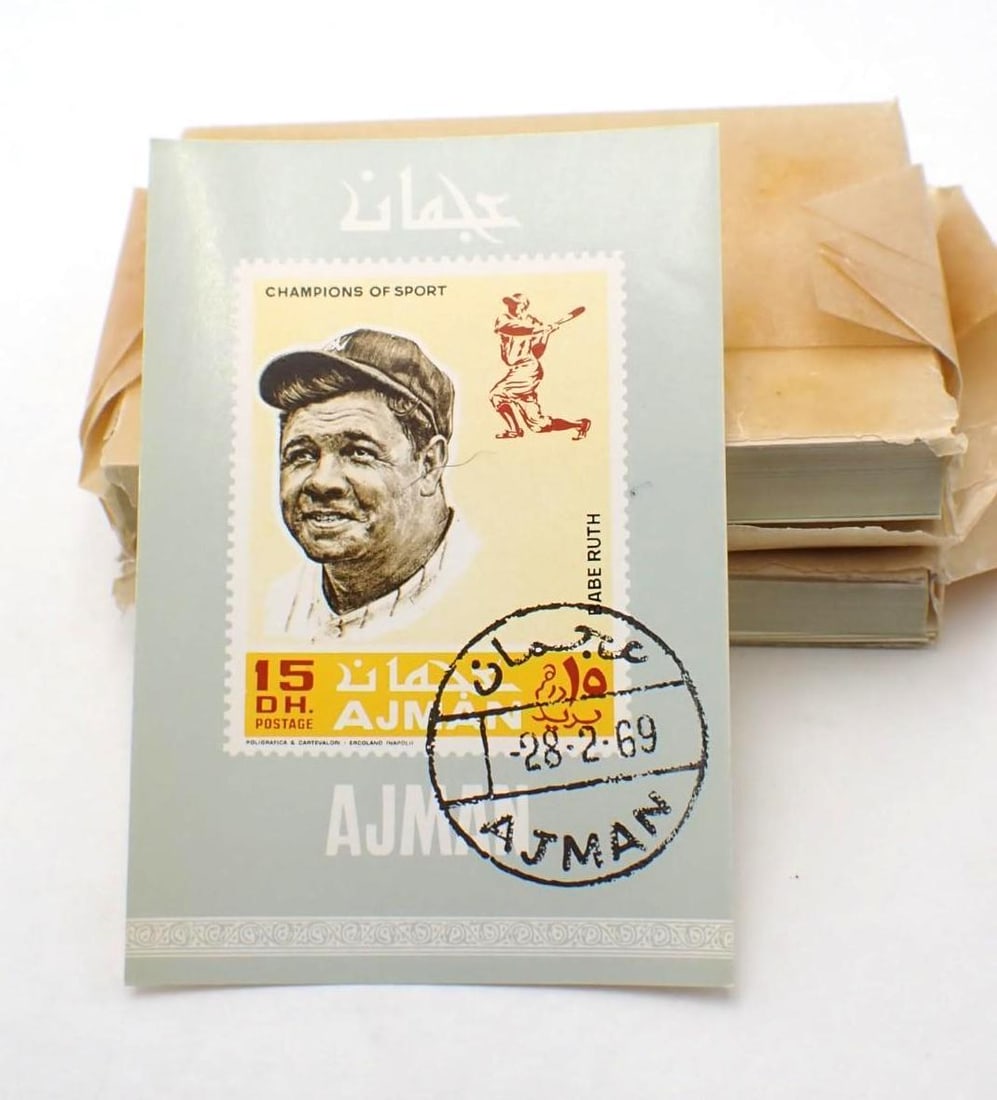 (200) 1969 Ajman Champions of Sports Babe Ruth Stamp Sheets: (200) 1969 Ajman Champions of Sports Babe Ruth Stamp Sheets -