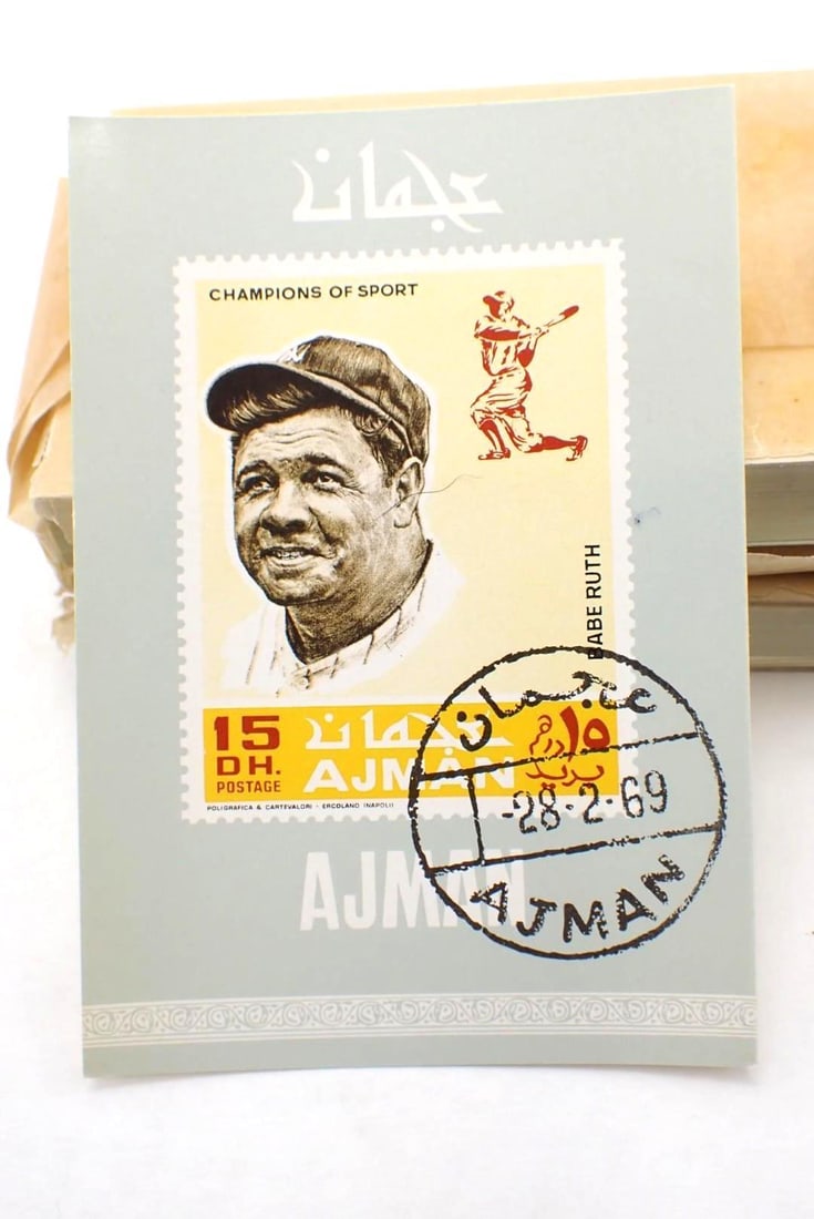 (200) 1969 Ajman Champions of Sports Babe Ruth Stamp Sheets - 3
