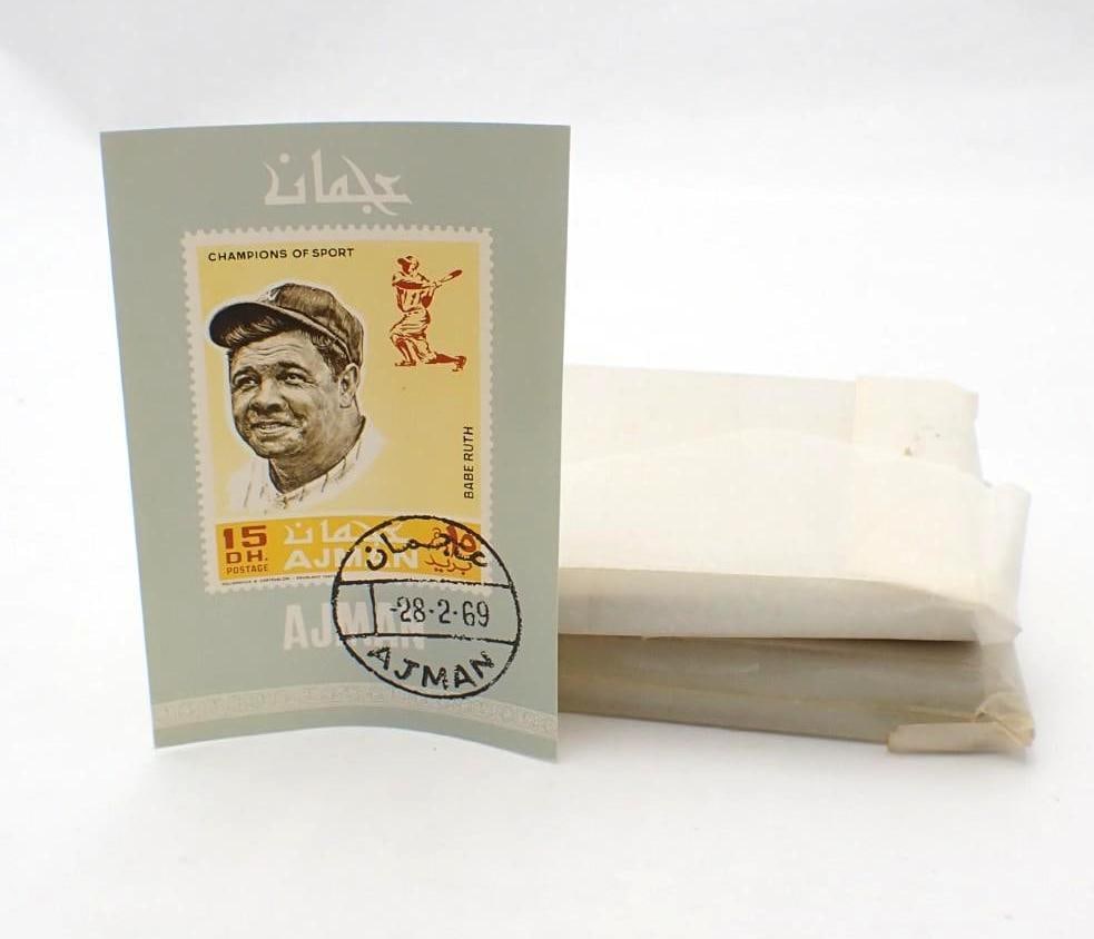(200) 1969 Ajman Champions of Sports Babe Ruth Stamp Sheets (1 of 3)