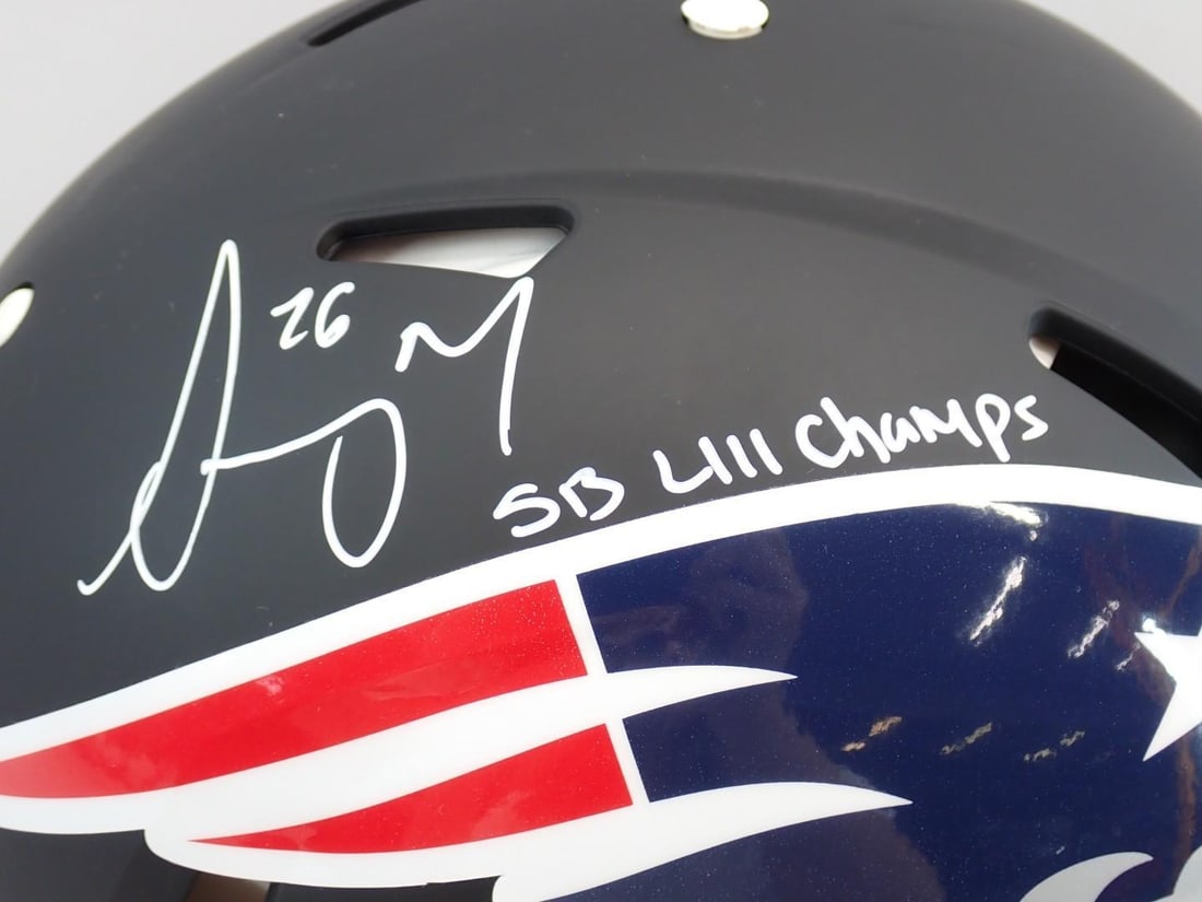 Sony Michel Autographed New England Patriots Helmet - 7