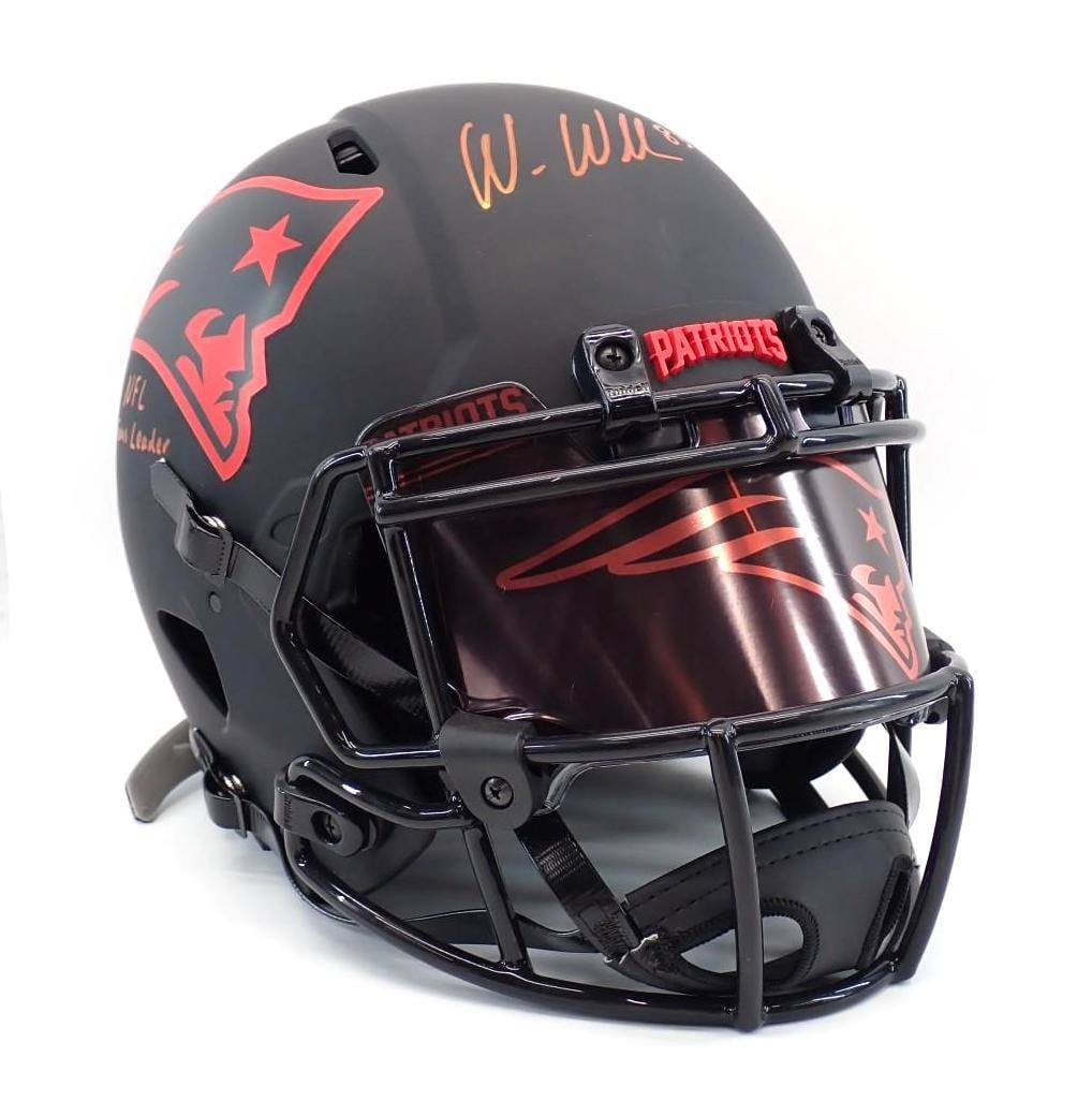 Wes Welker Autographed New England Patriots Helmet: Wes Welker Autographed New England Patriots Helmet -inscription reads "3x NFL Receptions Leader", Beckett witnessed and certified