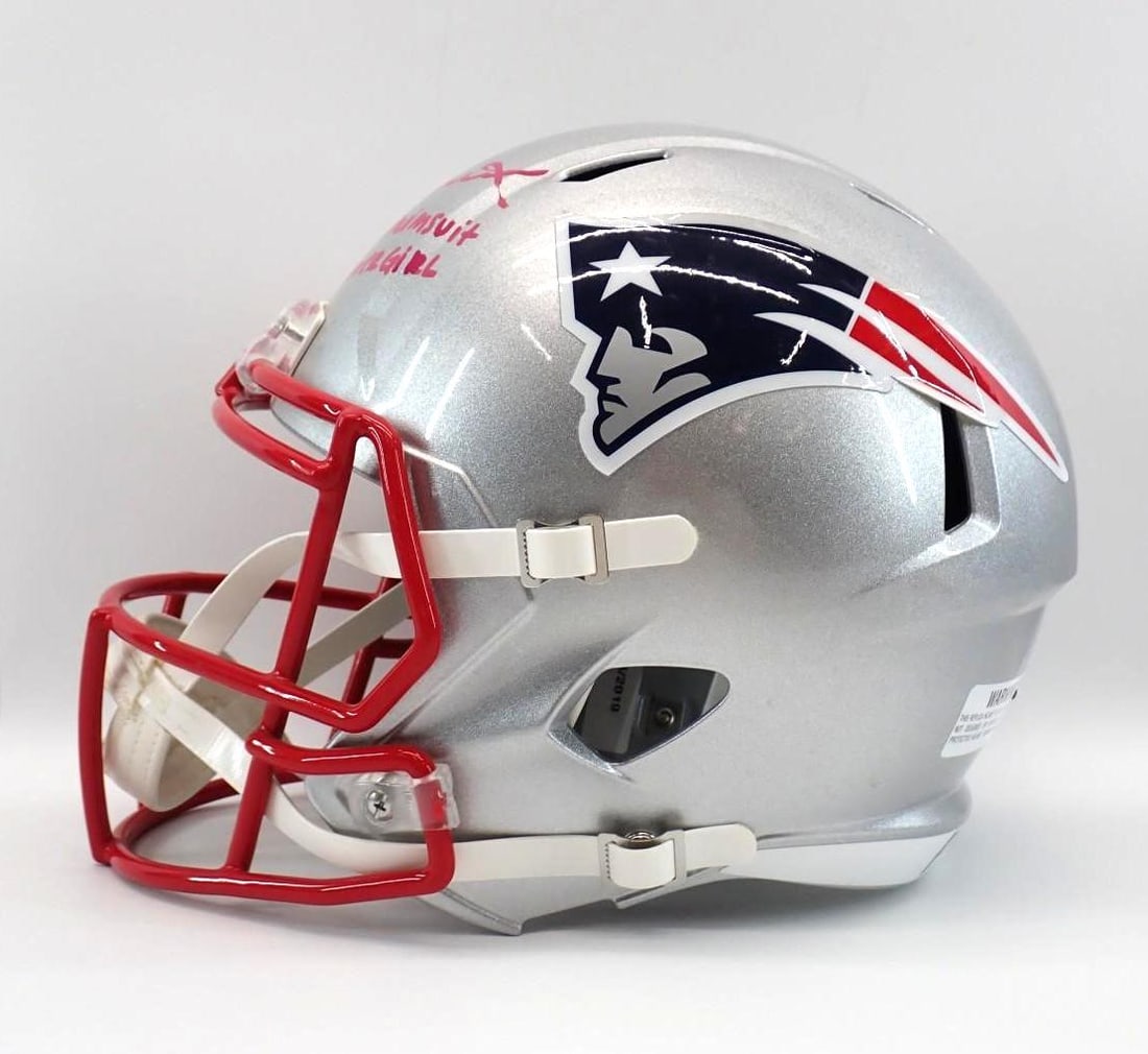 Camille Kostek Autographed New England Patriots Full Size Replica Helmet - 4