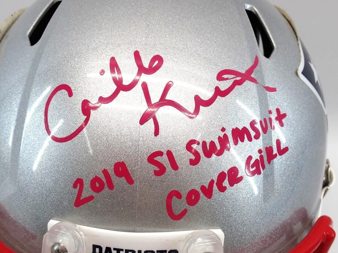 Camille Kostek Autographed New England Patriots Full Size Replica Helmet - 7