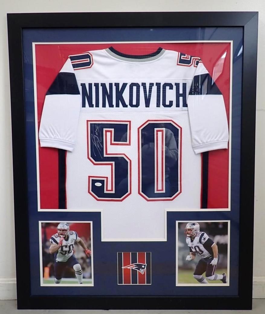 Rob Ninkovich Autographed New England Patriots Jersey: Rob Ninkovich Autographed New England Patriots Jersey -JSA witnessed and certified, 43.5" x 35.5" framed