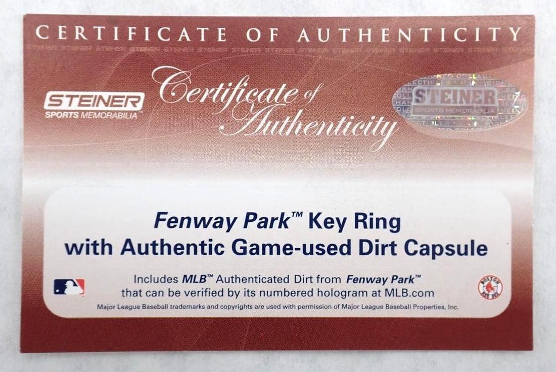 Fenway Park Key Ring with Authentic Game Used Dirt Capsule - 3