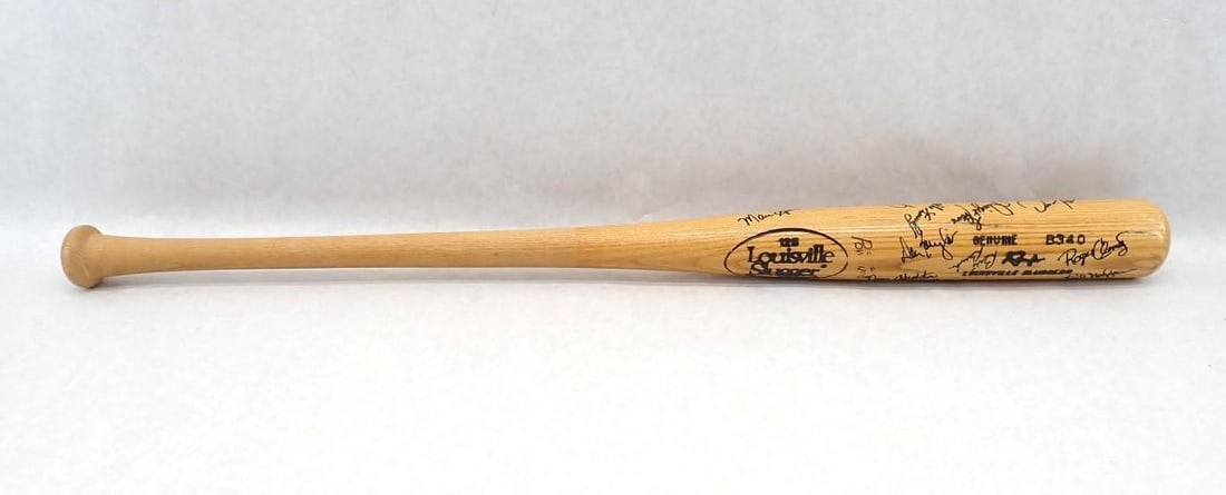 1986 Red Sox Team Autographed Louisville Slugger Bat: 1986 Red Sox Team Autographed Louisville Slugger Bat -including: Dennis "Oil Can" Boyd, Roger Clemens, Steve Crawford, Tim Lollar, Rob Woodard, Rich Gedman, Marc Sullivan, Bill Buckner, Glenn