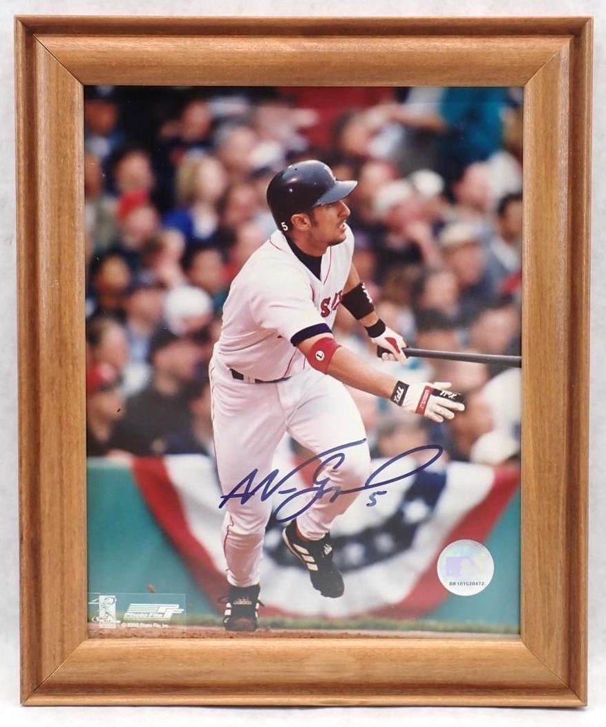 Nomar Garciaparra Autographed Color Photograph: Nomar Garciaparra Autographed Color Photograph -MLB hologram DB 101520472 affixed, with EA Authentics COA, 10" x 8", 12" x 10" framed