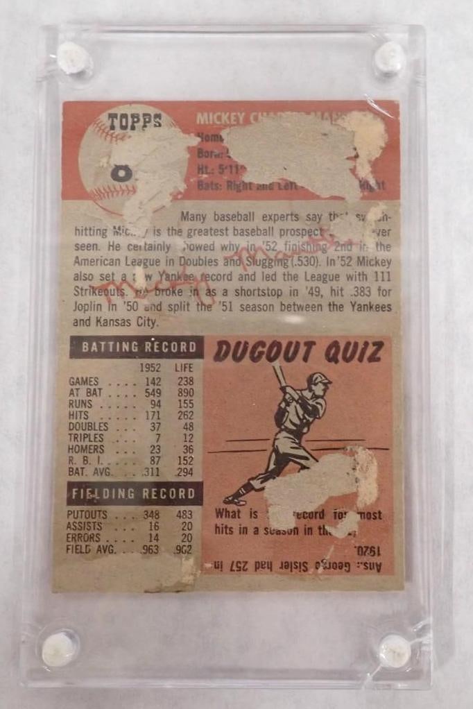 1953 Topps #82 Mickey Mantle Card - 2
