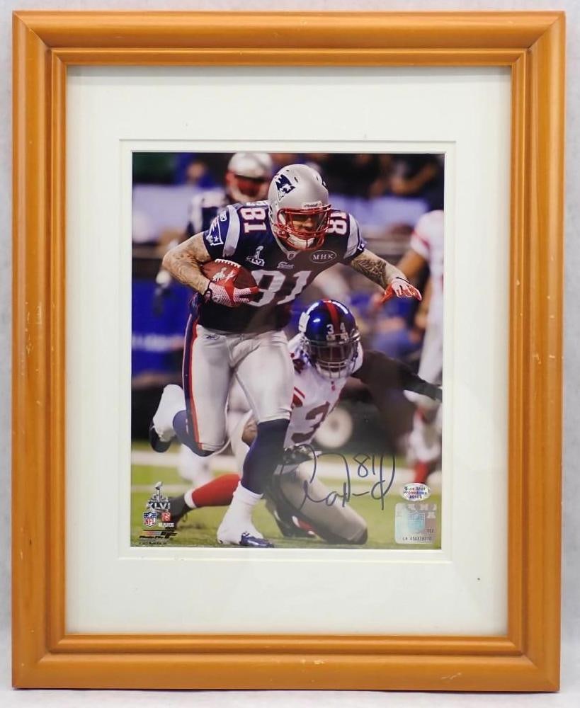 Aaron Hernandez Autographed Color Photograph: Aaron Hernandez Autographed Color Photograph -with Sure Shot Promotions COA, 16" x 13" framed