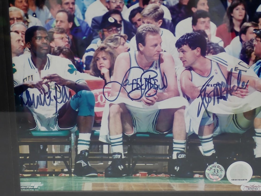 Robert Parrish/Larry Bird/Kevin Mchale Autographed Color Photograph - 2