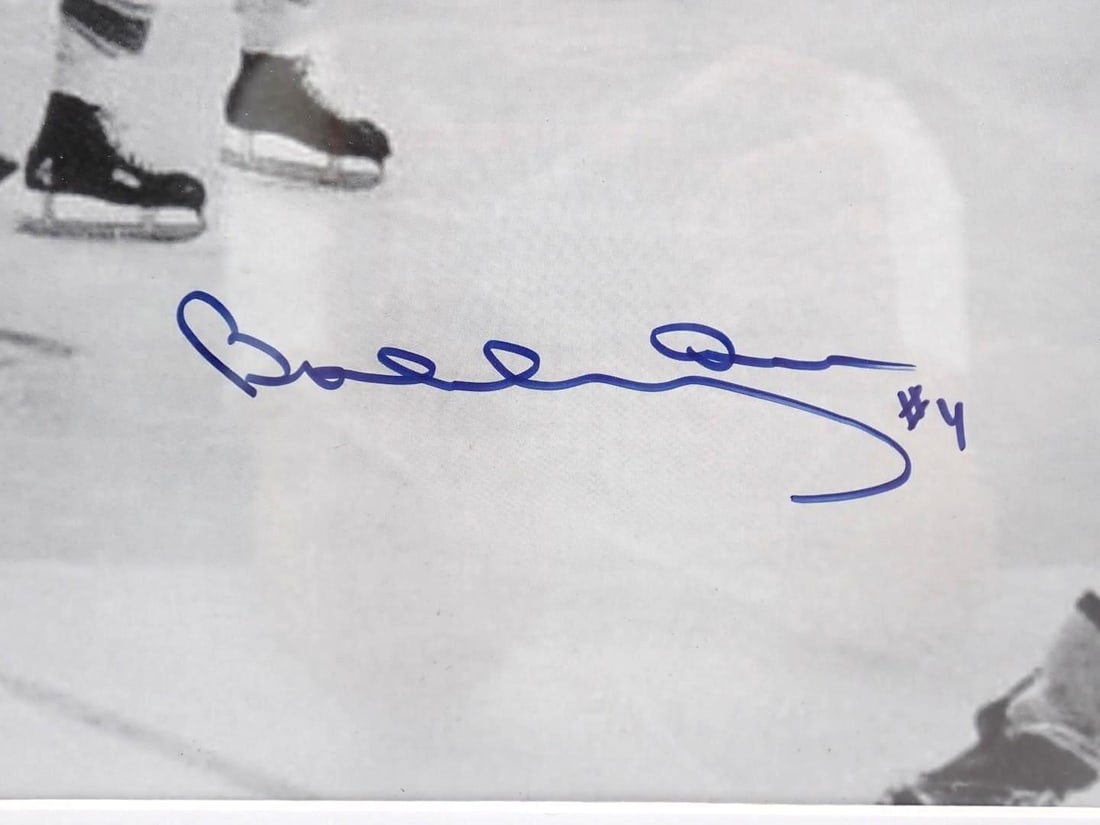 Bobby Orr Autographed Black & White Photograph "The Goal" - 2