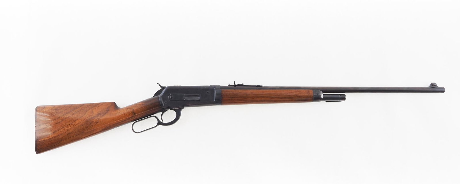 Winchester 86 Rifle: SN: 158374 Year of Mfg: 1920 Cal: .33 WCF Action Type: Lever Action Barrel Length: 24" Sights/Optics: adjustable rear sight Stock: walnut, refinished Finish: blue, refinished Finish Cond: older
