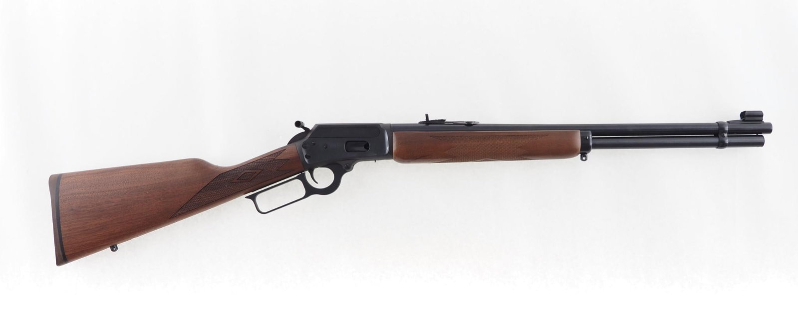 Marlin 1894 Rifle: SN: MR47876H Cal: .44 Mag Action Type: Lever Action Barrel Length: 20" Sights/Optics: adjustable rear sight Stock: checkered walnut Finish: blue Finish Cond: original