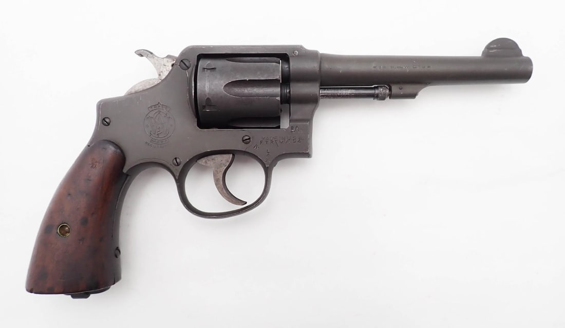 Smith & Wesson Victory Revolver: SN: V449667 Cal: .38 special Action Type: Double Action Barrel Length: 5" Sights/Optics: fixed Stock: smooth walnut Finish: parkerized Bore: very good Overall Co