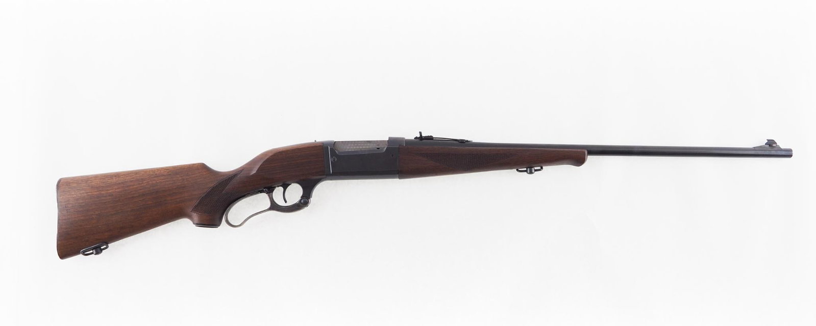 Savage 99 Rifle: SN: 732451 Year of Mfg: 1954 Cal: .300 Savage Action Type: Lever Barrel Length: 24" Sights/Optics: adjustable rear sight Stock: checkered walnut with minor handling marks Finis