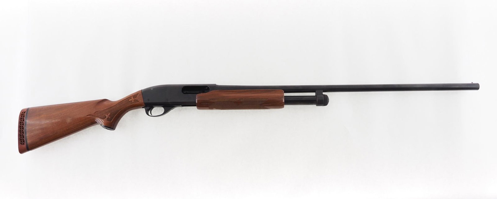 Remington 870 Wingmaster Shotgun: SN: 1198927W Cal: 16 Ga. Action Type: Slide Barrel Length: 28" Sights/Optics: bead front Stock: checkered walnut with minor handling marks Finish: strong blue with a couple of minor blemishes Bore: