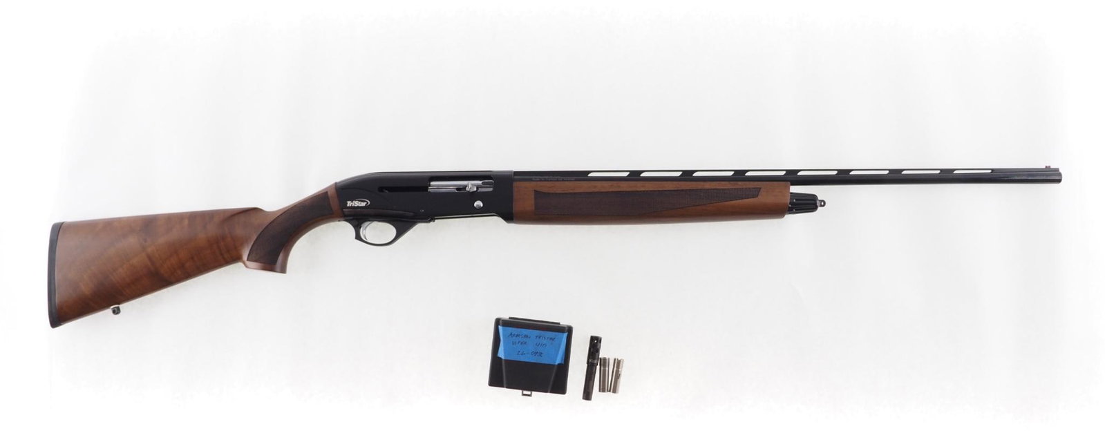Armsen TriStar Viper Shotgun: SN: V22A24328 Cal: .410 Bore Action Type: Semi-Automatic Barrel Length: 26" ventilated rib Sights/Optics: bead front Stock: checkered walnut Finish: blue, near mint Bore: excellent Overall Cond: