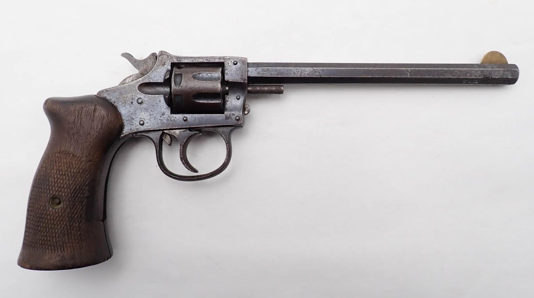 Harrington & Richardson Trapper Revolver: SN: 160065 Cal: .22 Action Type: Double Action Barrel Length: 6" Finish: blue showing wear Bore: very good Overall Cond: good Mechanical: action faulty Classification: C&R A&D #: 26-0589