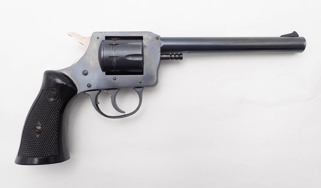 Harrington & Richardson Model 929 Revolver: SN: AY049801 Cal: .22 LR Action Type: Double Action Barrel Length: 6" Sights/Optics: fixed Stock: synthetic Finish: blue Bore: very good Overall Cond: very good Mechanical: very good Classification: