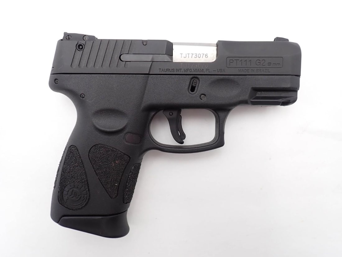 Taurus P111G2 Pistol: SN: TJT73076 Cal: 9mm Action Type: Semi-Automatic Barrel Length: 3" Sights/Optics: adjustable sights Stock: synthetic Finish: blue Bore: excellent Overall Cond: very good/ excellent Mechanical: