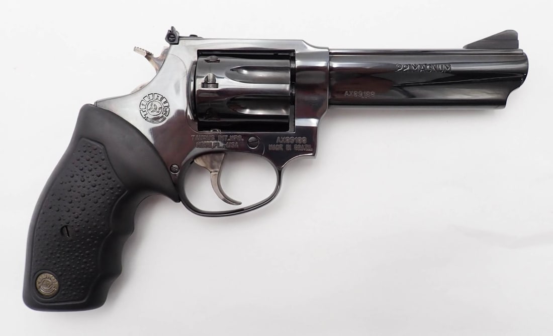 Taurus 941 Revolver: SN: AX89188 Cal: .22 Magnum Action Type: Double Action Barrel Length: 4" Sights/Optics: adjustable rear sight Finish: blue Bore: very good / excellent Overall Cond: very good / excellent Mechanical: