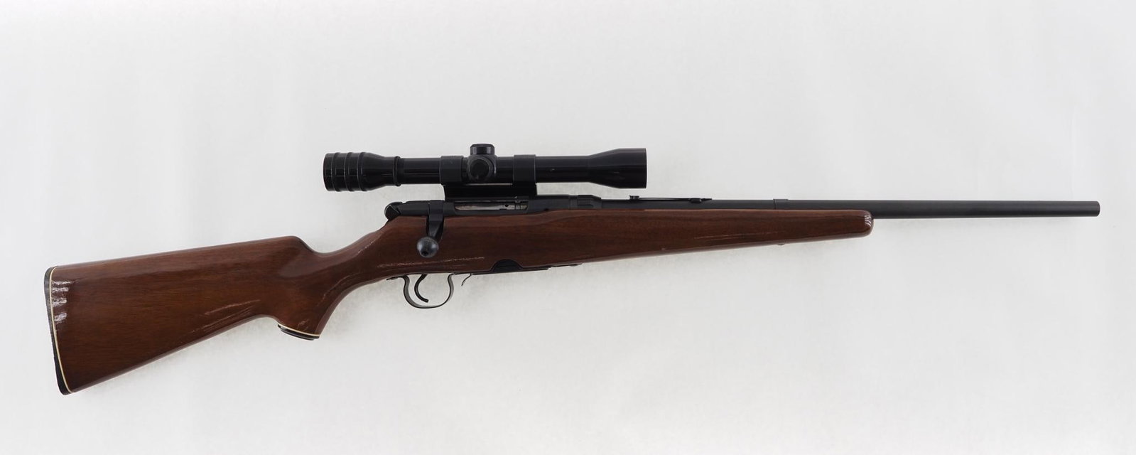 Savage 340C Rifle: SN: 172422 Cal: .30-30 Action Type: Bolt Action Barrel Length: 20" Sights/Optics: Universal 4X32 scope Stock: smooth walnut Finish: strong blue Bore: excellent Overall Cond: very good Mechanical: