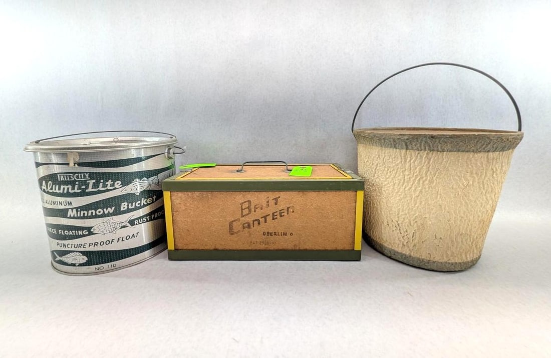 (3) Bait Boxes: incl. Falls City Alumi-Lite, Oberlin bait canteen, etc.
