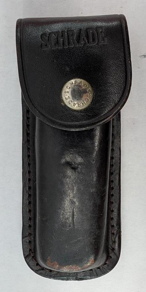 Schrade LB7 Folding Knife with leather sheath - 6