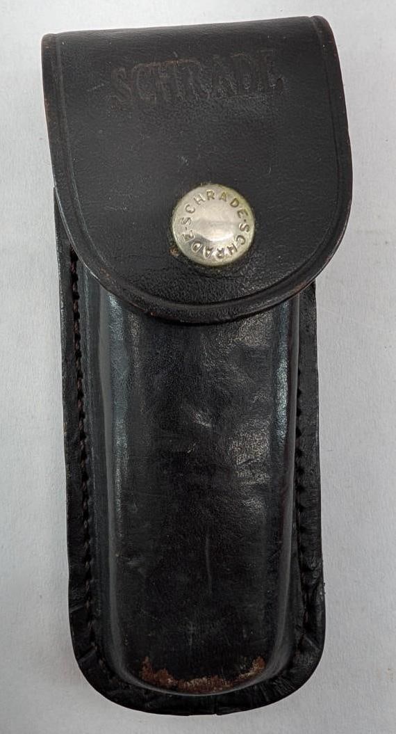 Schrade LB7 Folding Knife with leather sheath - 7